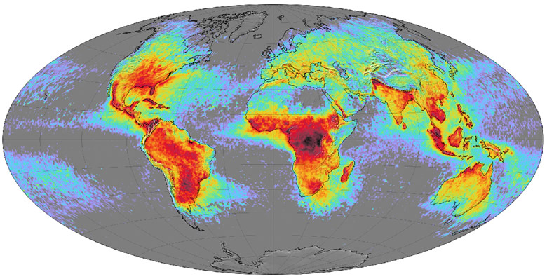 NASA Lightning Strikes Map
