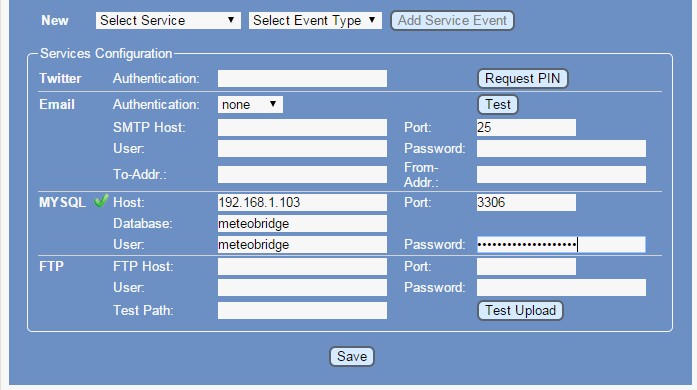 MySQL database info for MeteoBridge