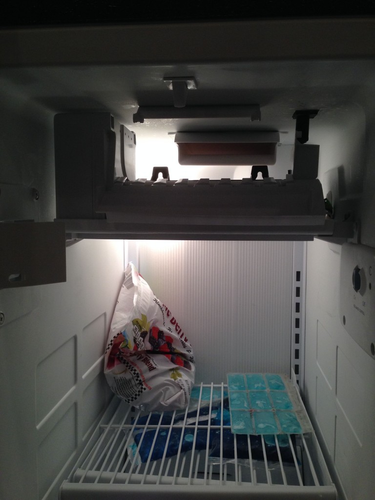 Replacement ice maker back in the freezer