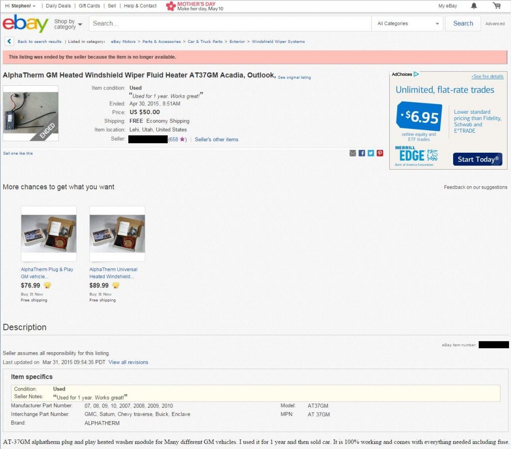 AT37-GM listing on eBay