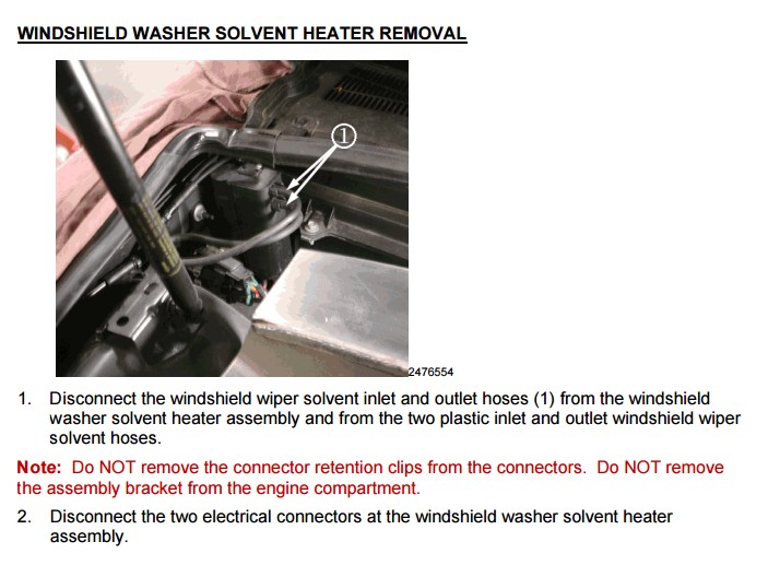 GM Recall Bulletin for heated windshield washer
