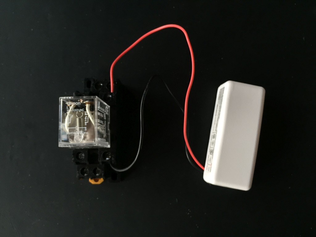 Relay wired to wireless sensor.