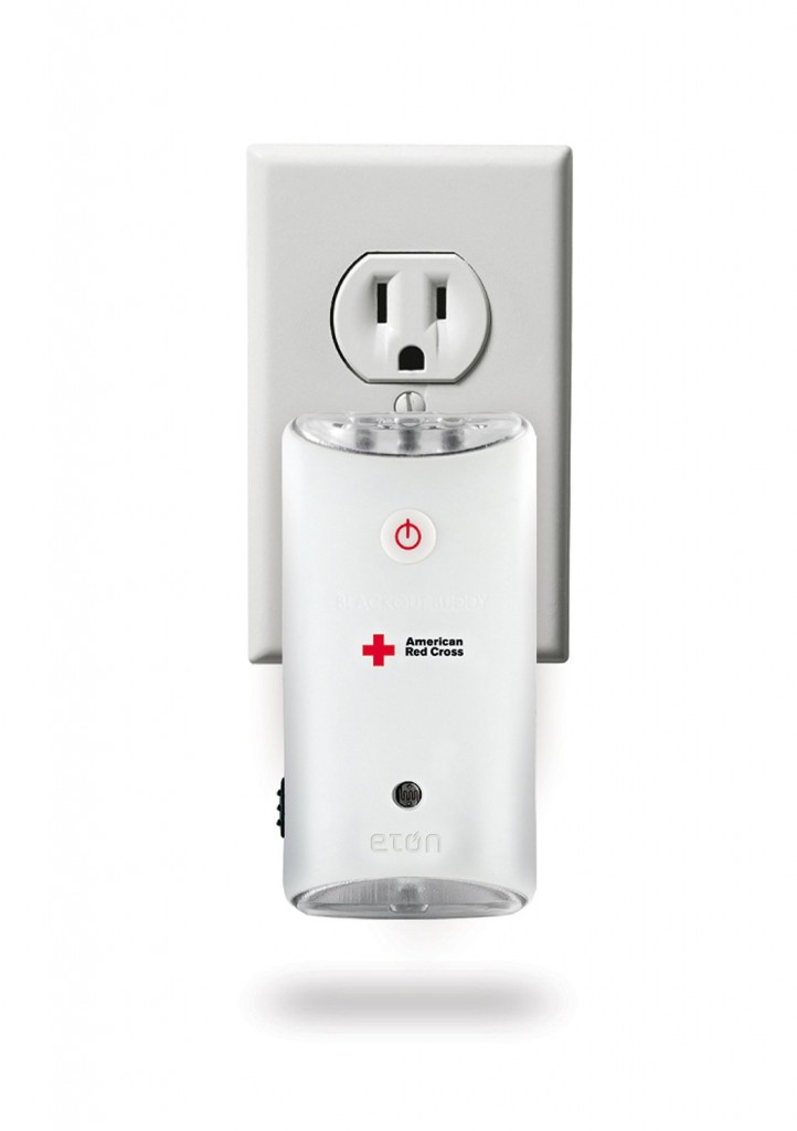The Blackout Buddy plugs into the bottom outlet so the night light is close to the floor and the top outlet is still usable.