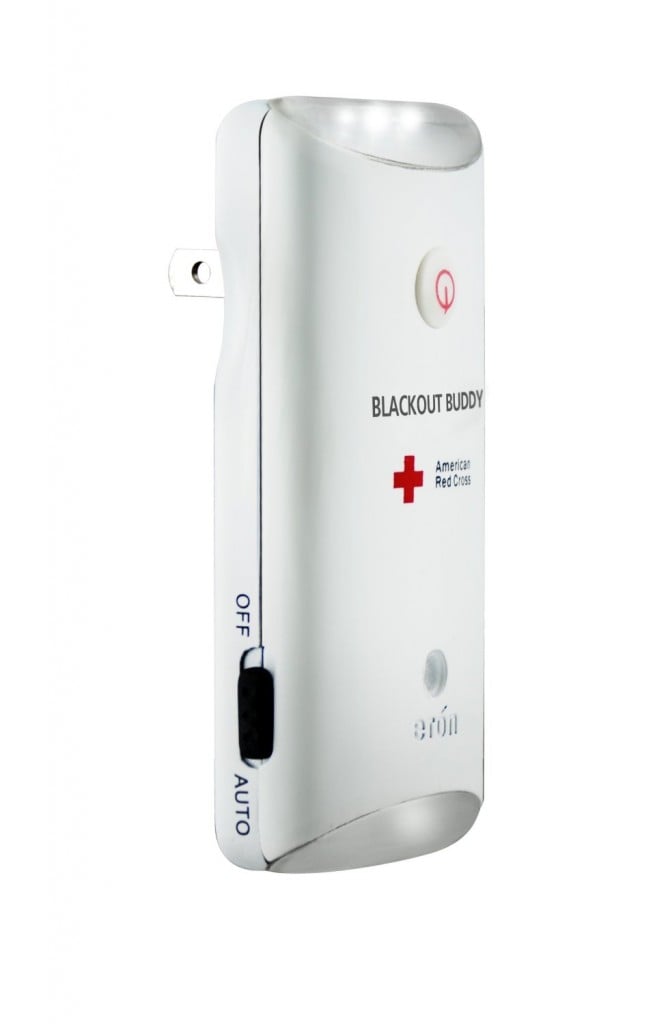 The Blackout Buddy's charging prongs quickly fold into the unit and out of the way for use as a hand-held flashlight.