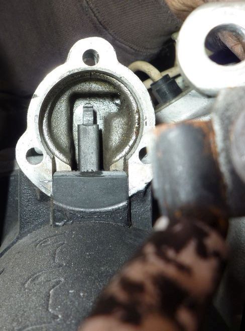 The starter lever on a Testarossa starter. This is where the "tail" of the solenoid piston hooks.