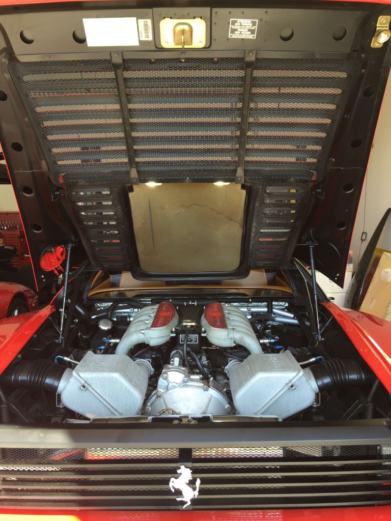 Engine bay with LED lights installed