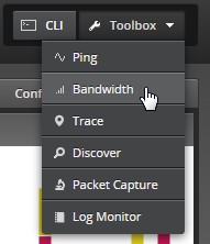 Bandwidth tool in the EdgeRouter's Toolbox menu