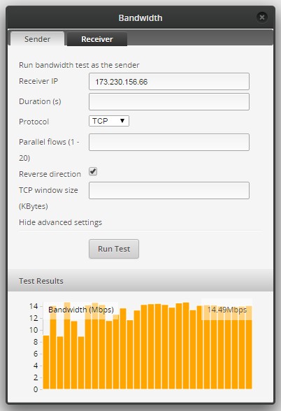 Running the GUI Bandwidth tool in Reverse mode