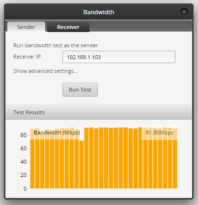 Running the EdgeRouter Bandwidth tool against a local private iPerf3 server