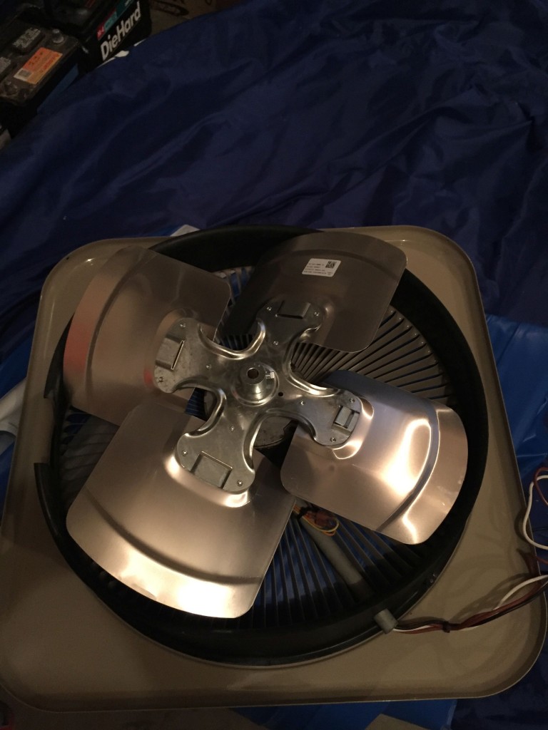 Shiny new fan mounted.