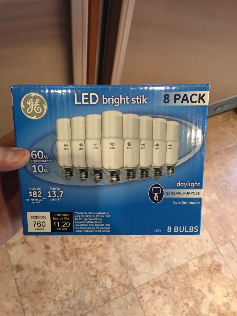 GE LED Bright Stiks, 760 lumens, 5000K color temp, 10W usage