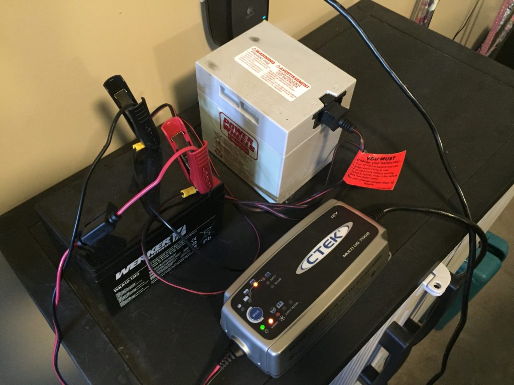 "Piggy-back" charging a mostly-dead Power Wheels 12V battery with another 12V battery wired in parallel