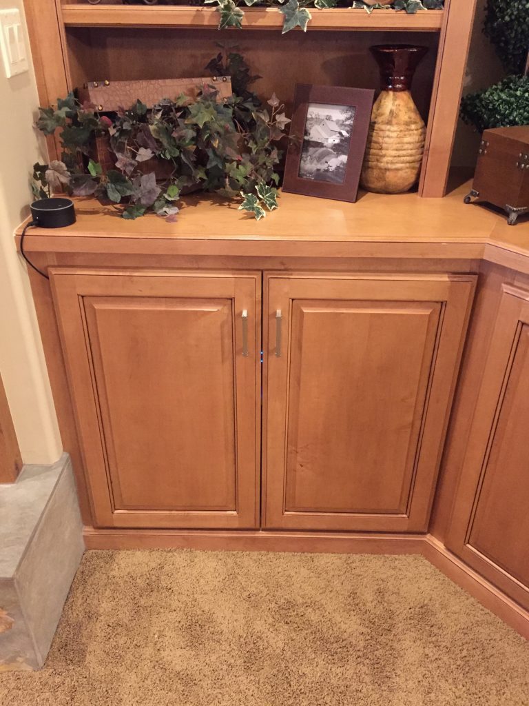 The audio/video cabinet at the Utah house