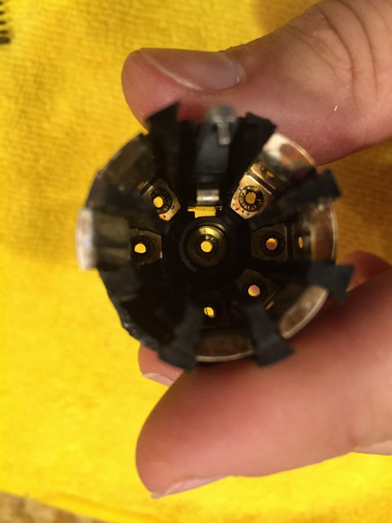 Top view of the silver tab with pin
