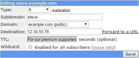 FreeDNS.Afraid.org A Record Setup