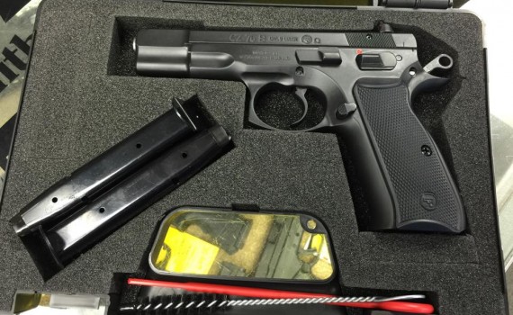 My buddy's CZ 75 B 9mm semi-auto pistol