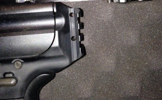 Side view of the Sig MPX's charging handle.