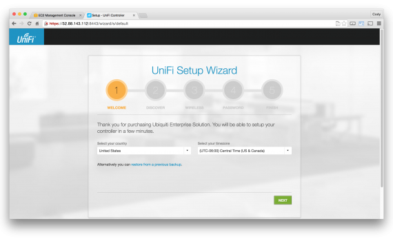 UniFi Controller Setup Wizard